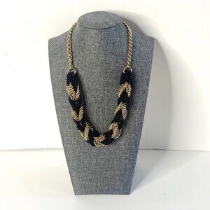 90's Braided Chunky Black Gold Tone Chain Vintage Chocker Necklace
